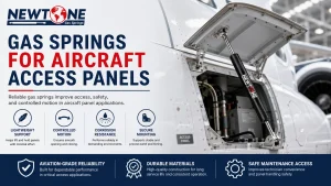 Gas springs for aircraft access panels holding a hinged cargo/baggage door open on a light aircraft.