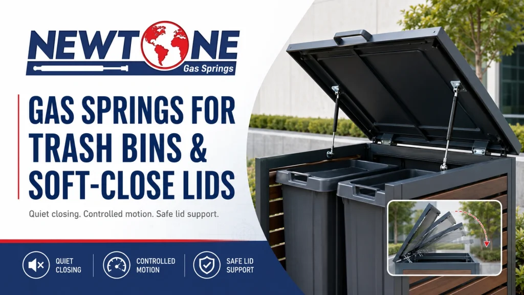 Gas Springs for Trash Bins and Soft-Close Lids