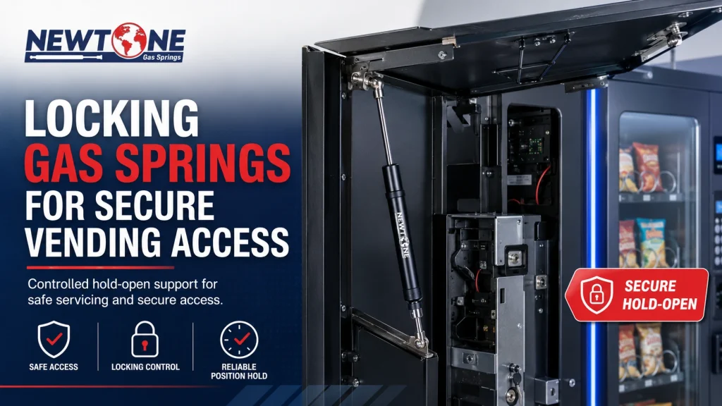 Locking Gas Springs for Vending Machine Access Panels