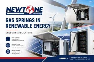 Gas springs in renewable energy support controlled access panels, hatches and service covers in wind, solar and storage systems.