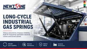 Long-cycle industrial gas springs help reduce downtime in machine covers, guards and frequently operated access panels.