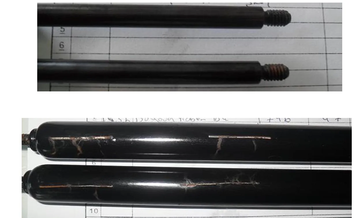 Salt spray corrosion test result on gas spring components